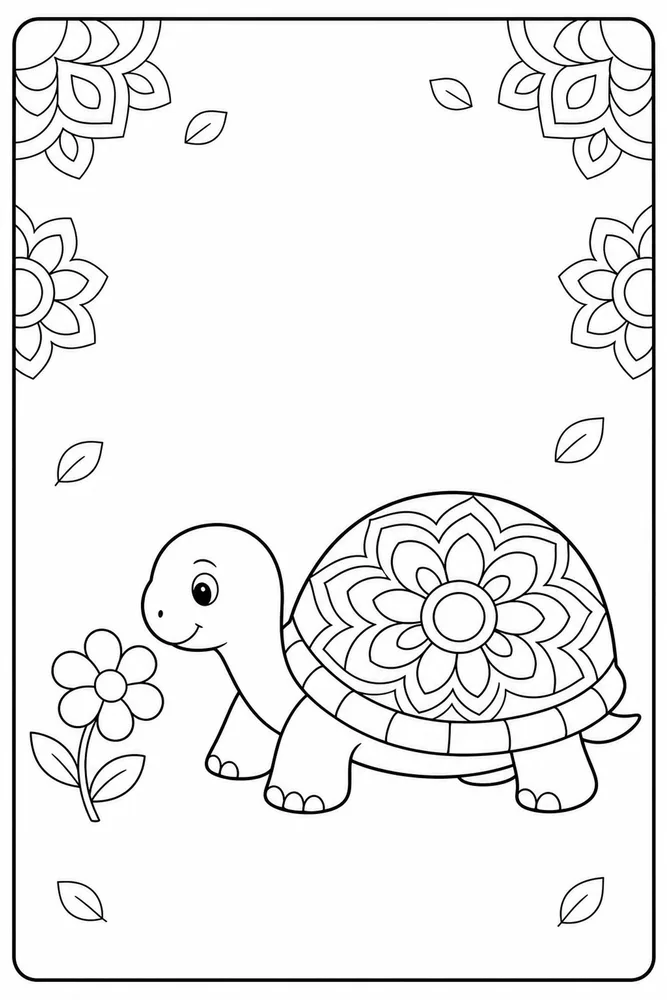 Turtle Mandala Turtle Mandala Simple Portrait coloring page