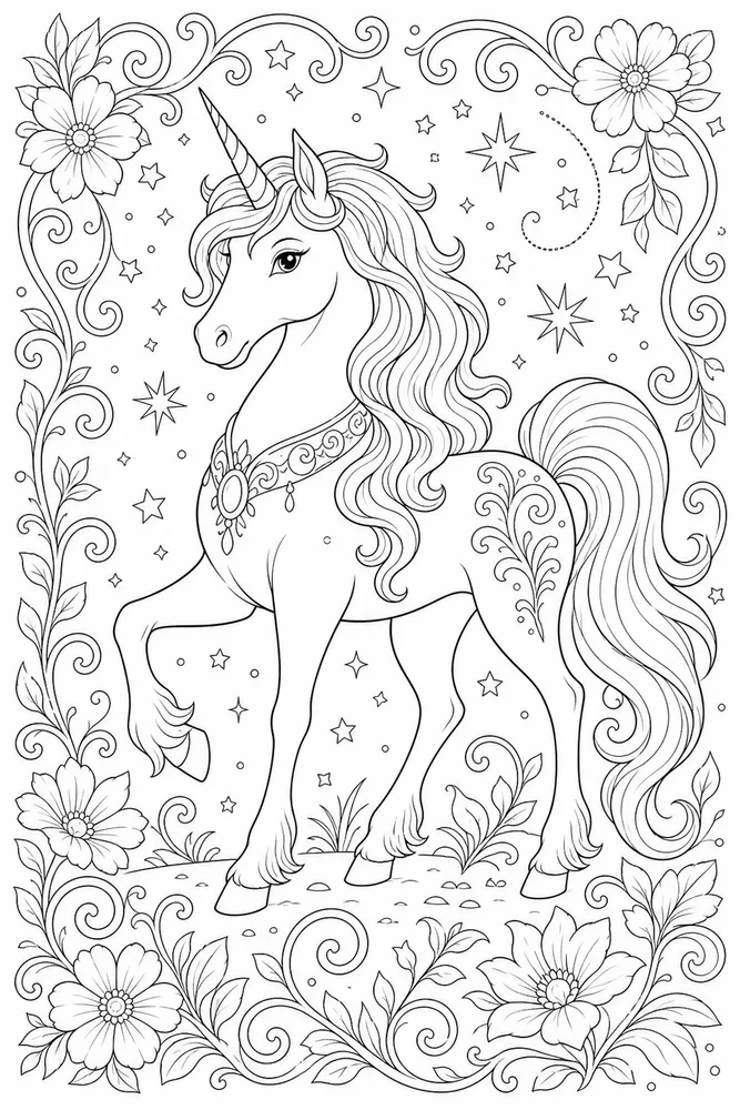 Adult Unicorn Decorative Wingless Unicorn coloring page