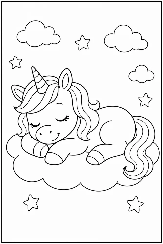 Easy Unicorn Easy Sleeping Pose coloring page