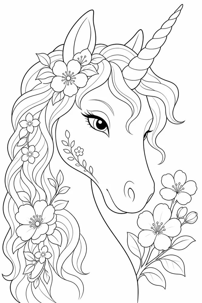 Unicorn Flower Unicorn flower close up detail coloring page