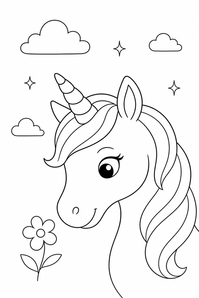 Unicorn Head Unicorn head easy beginner page coloring page