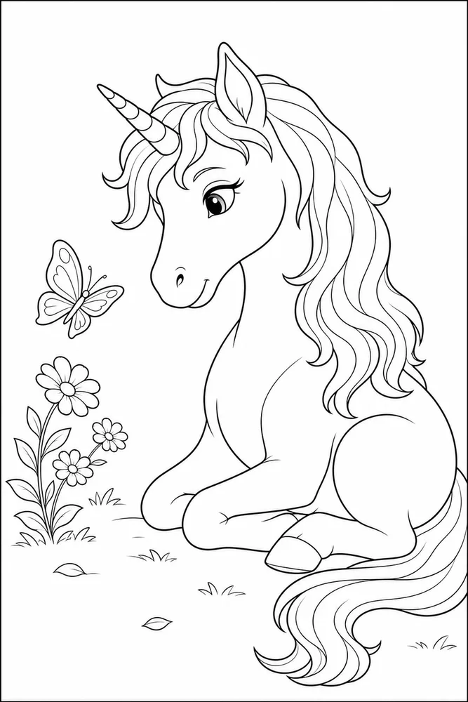 Unicorn Head Coloring Pages preview: Unicorn Head Unicorn head front portrait coloring page