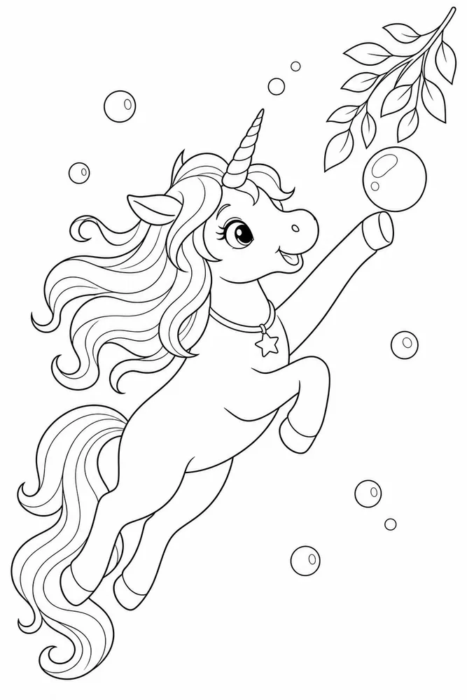 Unicorn Head Unicorn head playful pose coloring page