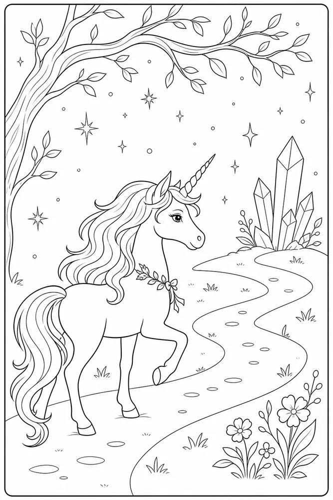 Unicorn Head Unicorn head simple scene coloring page