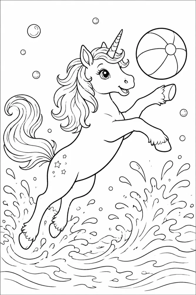 Unicorn Horse Unicorn horse playful pose coloring page