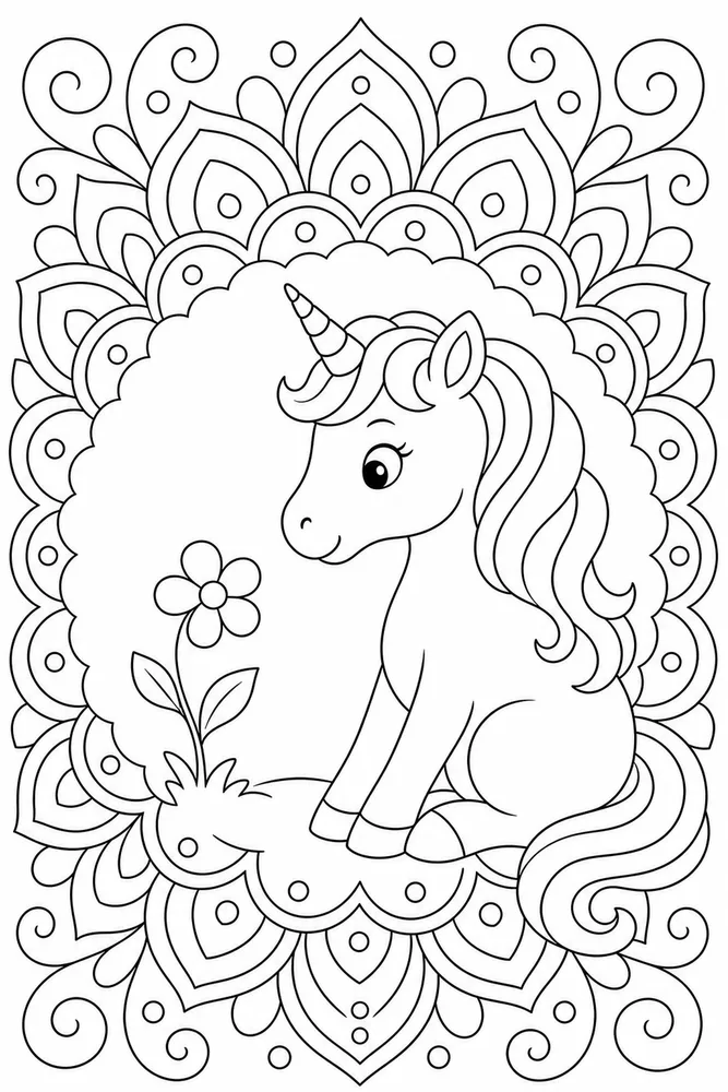 Unicorn Mandala Unicorn mandala easy beginner page coloring page