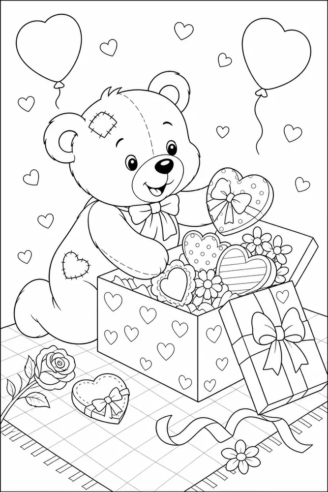 Happy Valentines Day Happy valentines day activity scene coloring page