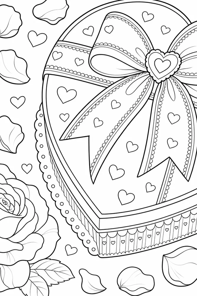 Happy Valentines Day Happy valentines day close up detail coloring page