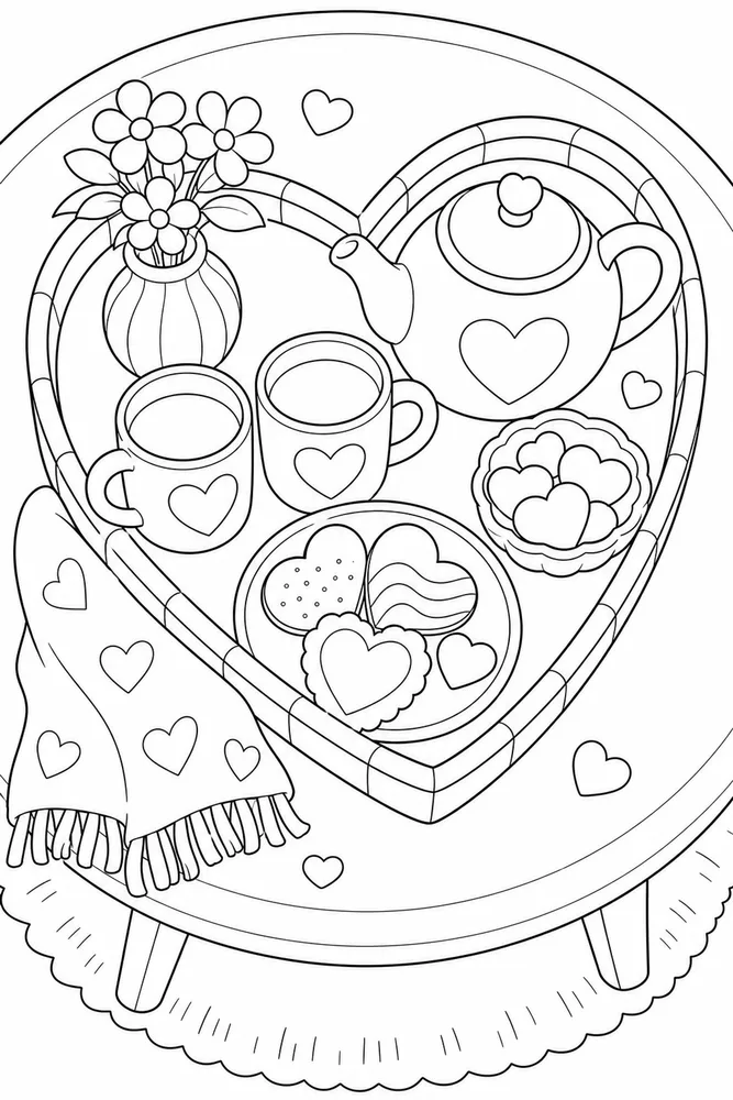 Happy Valentines Day Happy valentines day cozy indoor moment coloring page