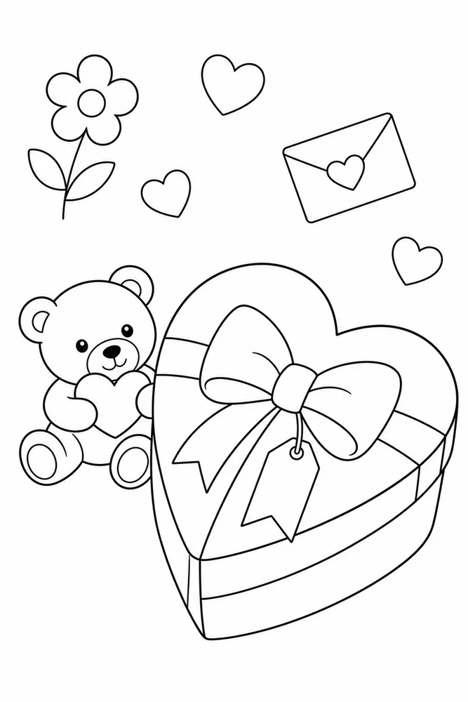 Happy Valentines Day Happy valentines day easy beginner page coloring page