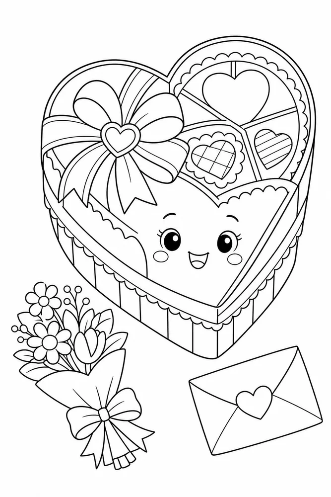 Happy Valentines Day Happy valentines day front portrait coloring page