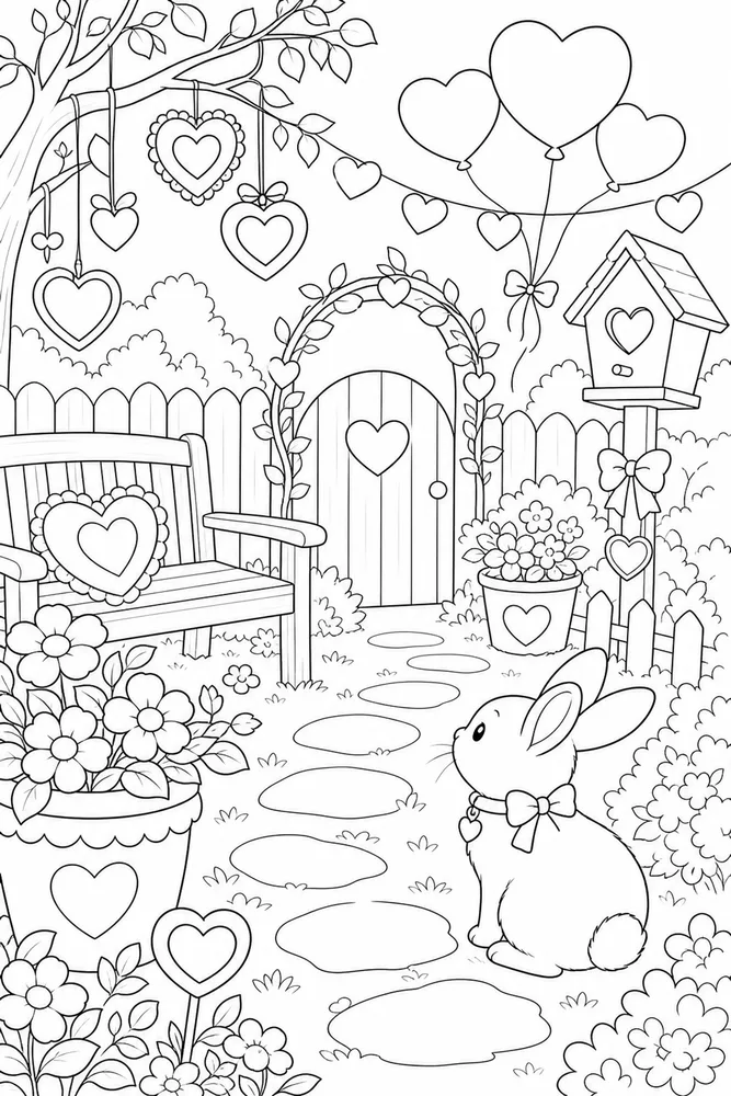 Happy Valentines Day Happy valentines day habitat background coloring page