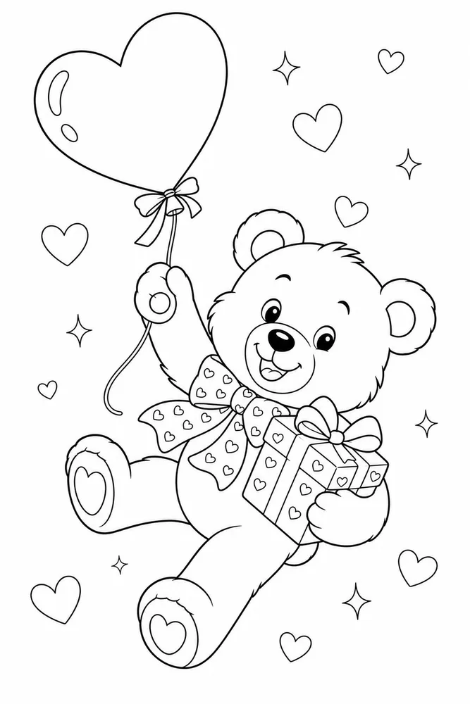 Happy Valentines Day Happy valentines day playful pose coloring page