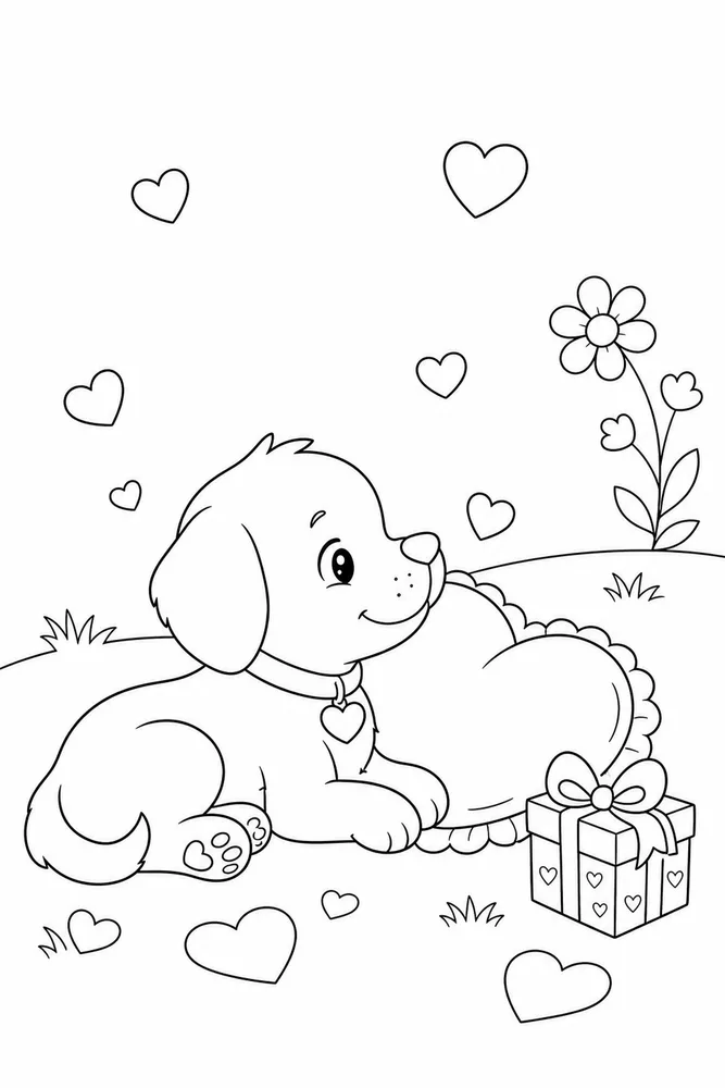 Happy Valentines Day Happy valentines day simple scene coloring page