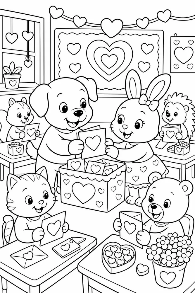 Valentine's Day Classroom Valentine Exchange printable coloring page