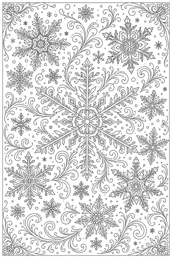 Adult Winter Intricate Snowflakes coloring page