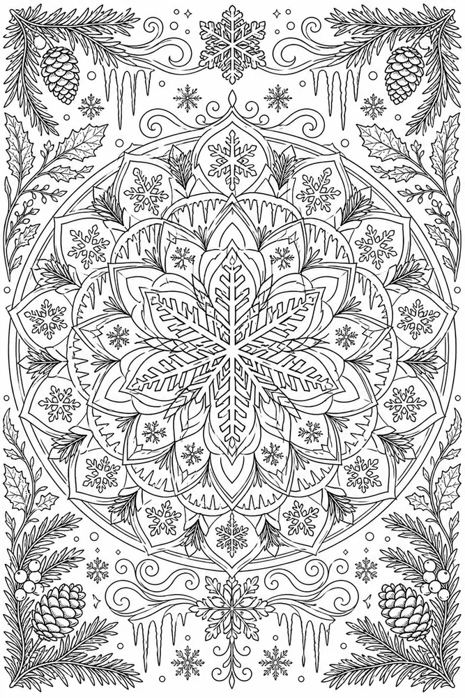 Adult Winter Winter Mandala coloring page