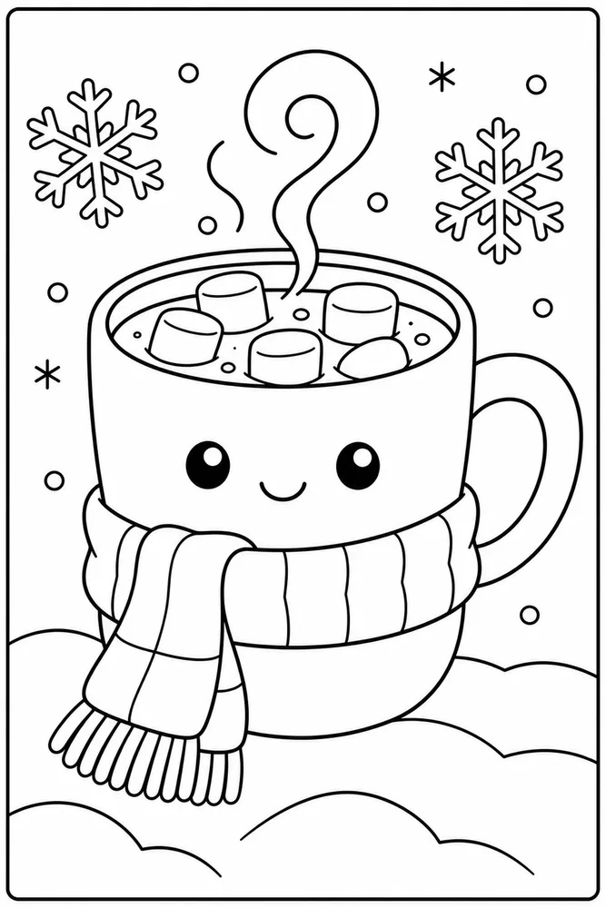 Easy Winter Cocoa Mug coloring page