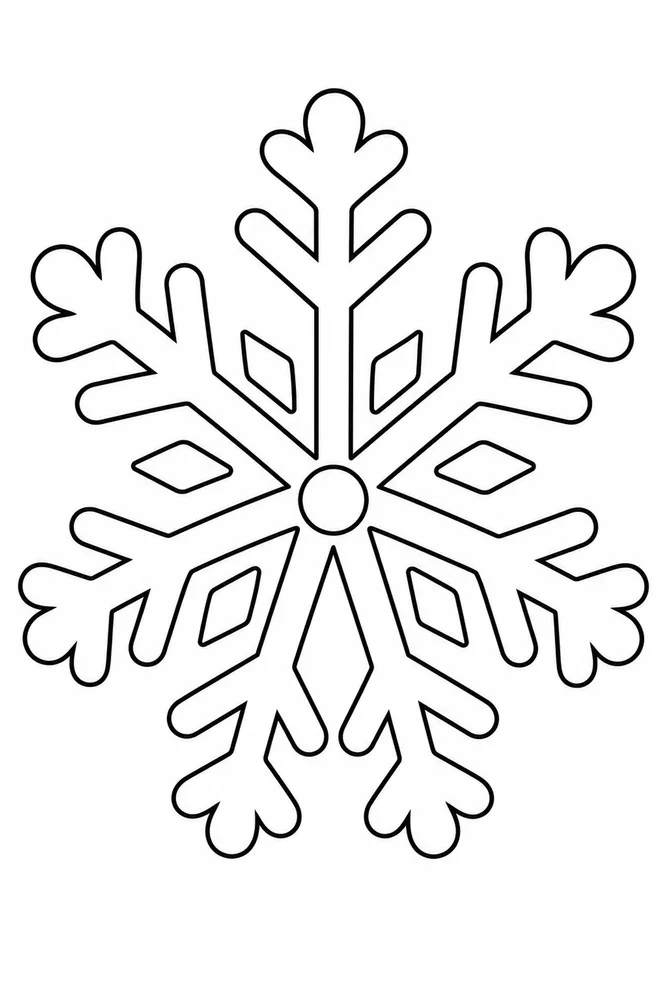 Easy Winter Simple Snowflake coloring page