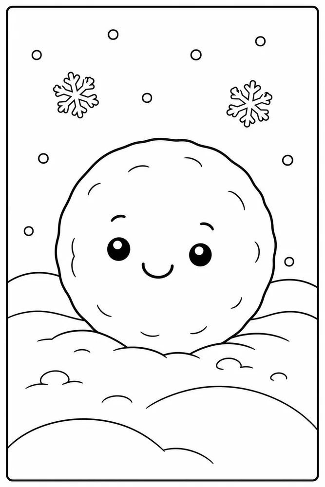 Easy Winter Snow Ball coloring page