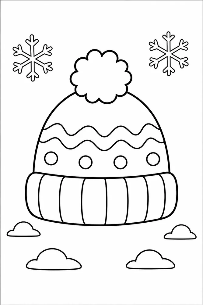 Easy Winter Winter Hat coloring page