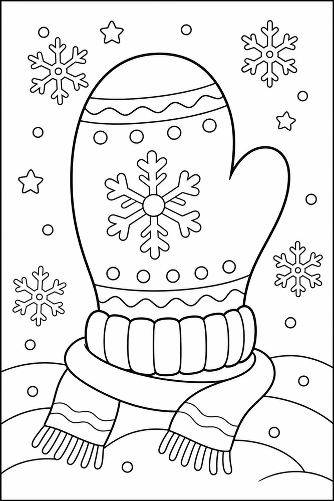 Preschool Winter Big Mitten coloring page