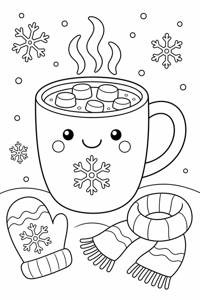 Preschool Winter Cocoa Mug coloring page
