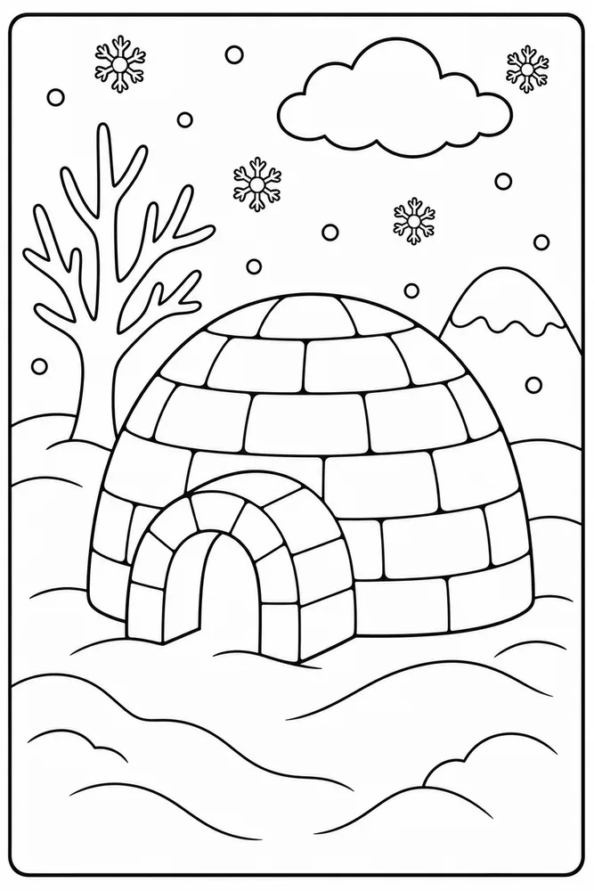 Preschool Winter Igloo coloring page
