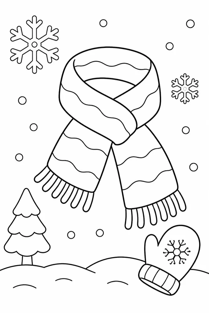 Preschool Winter Scarf coloring page