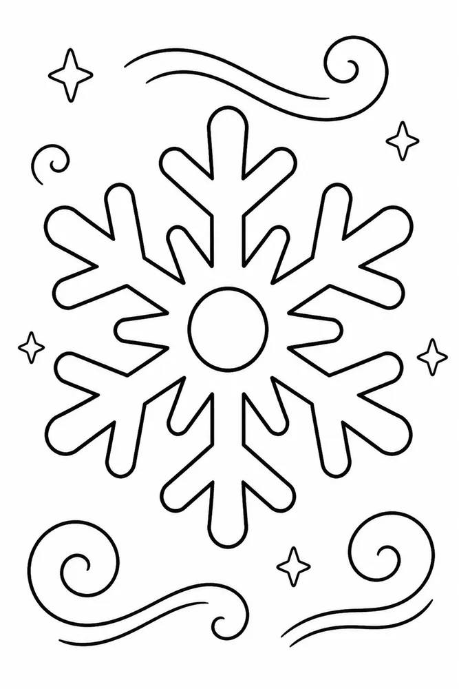 Preschool Winter Simple Snowflake coloring page