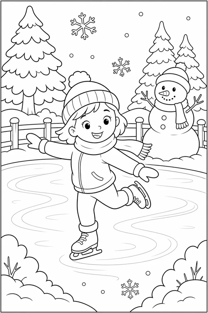 Winter Activities Ice Skating coloring page