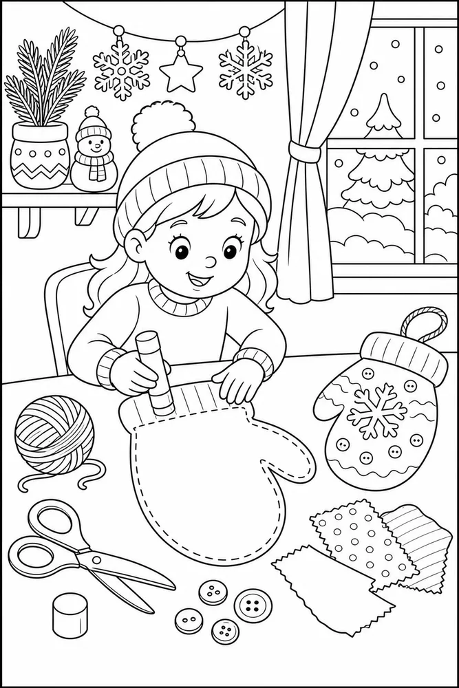 Winter Activities Mitten Craft coloring page