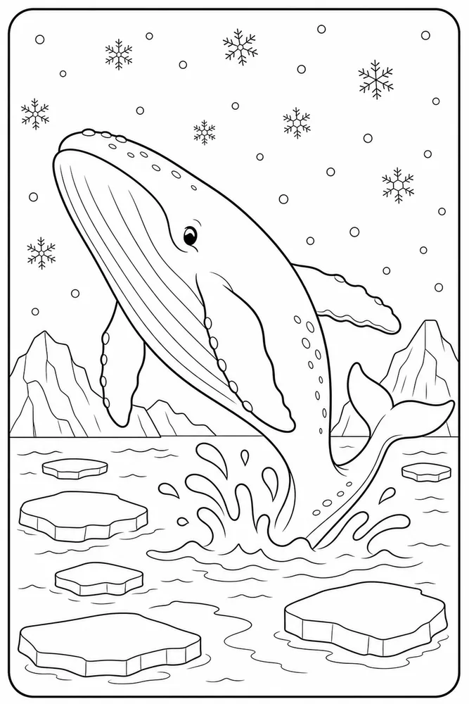 Winter Animals Arctic Whale coloring page