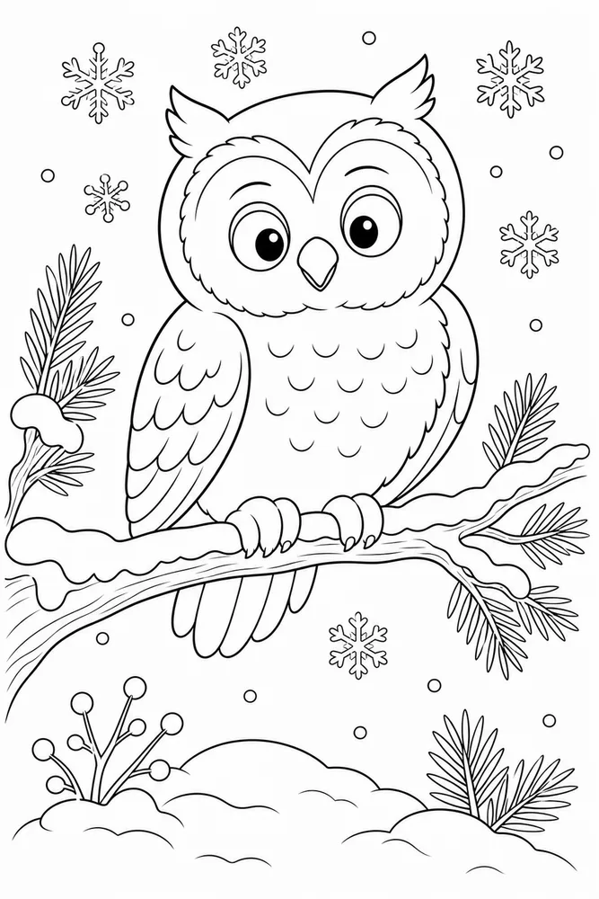 Winter Animals Winter Owl coloring page