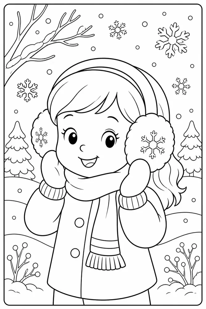 Winter Clothes Earmuffs coloring page