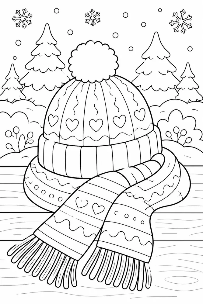 Winter Clothes Hat And Scarf coloring page