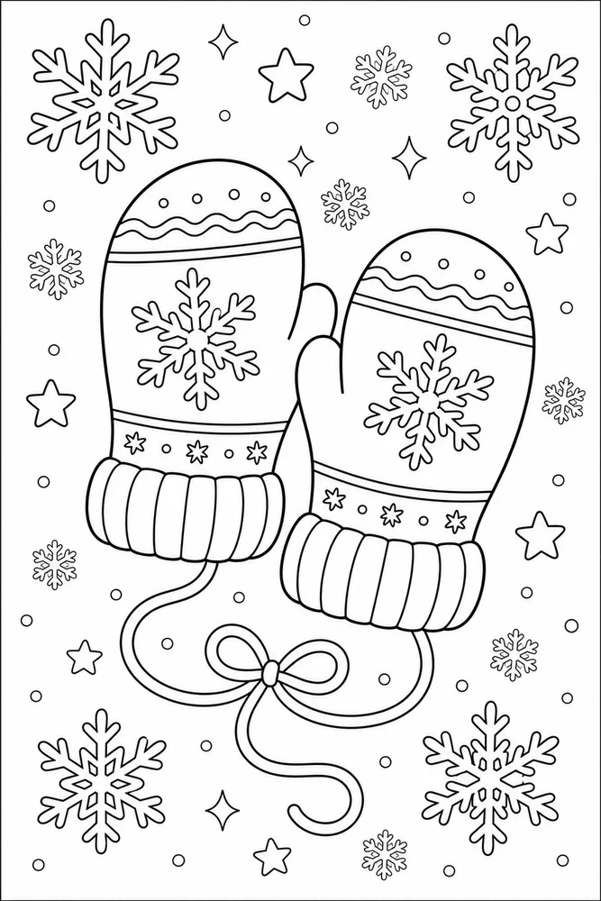 Winter Clothes Mittens coloring page