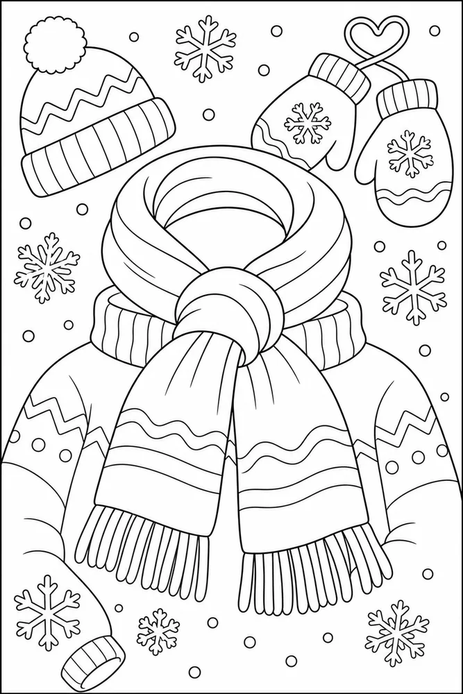 Winter Clothes Scarf Knot coloring page