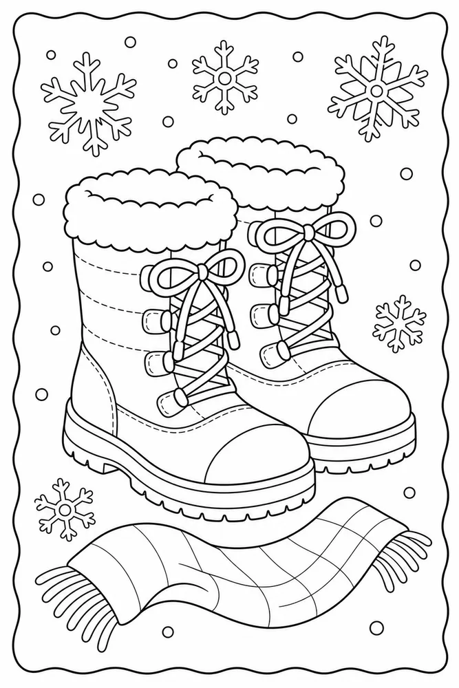Winter Clothes Snow Boots coloring page