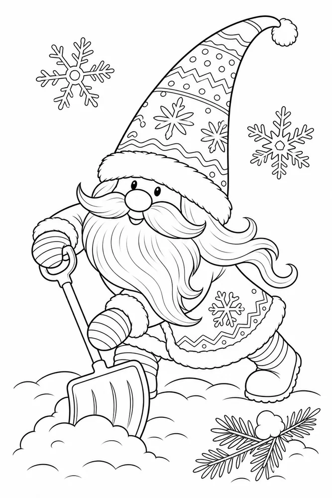 Winter Gnome Winter gnome playful pose coloring page