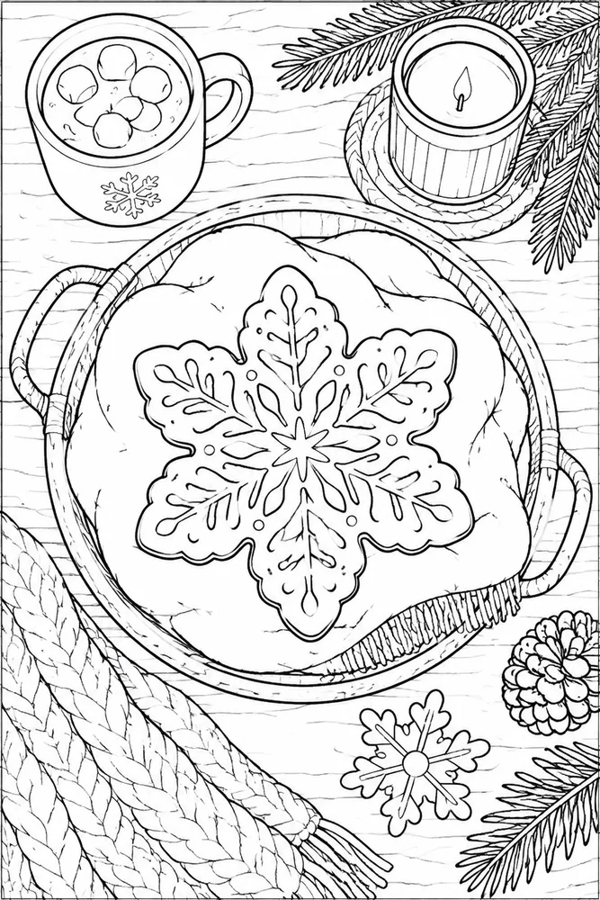 Winter Snowflake Winter snowflake cozy indoor moment coloring page