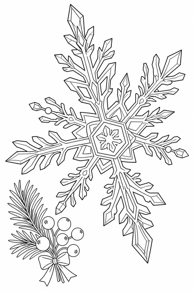 Winter Snowflake Coloring Pages preview: Winter Snowflake Winter snowflake front portrait coloring page