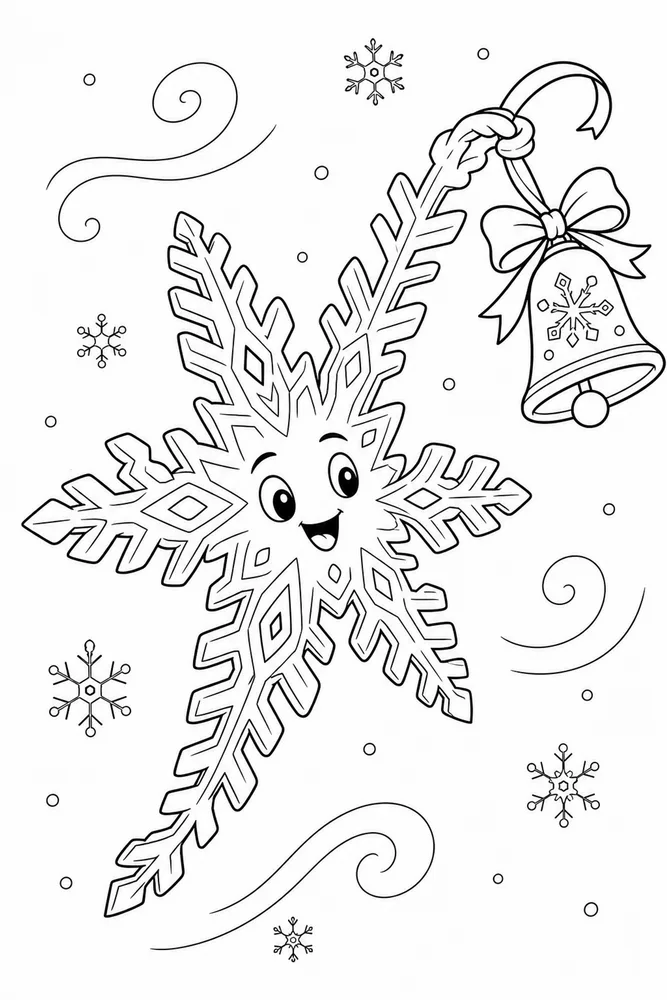 Winter Snowflake Winter snowflake playful pose coloring page