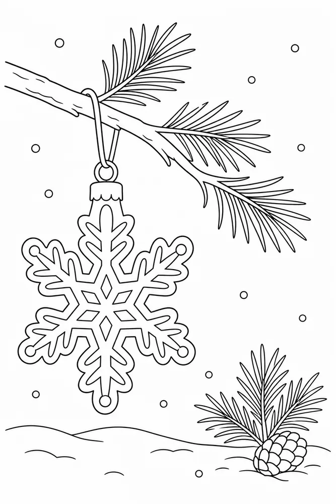 Winter Snowflake Winter snowflake simple scene coloring page