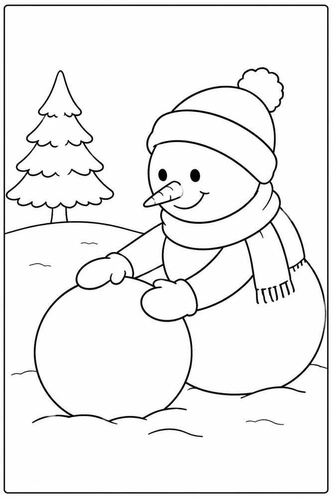 Winter Snowman Winter snowman easy beginner page coloring page