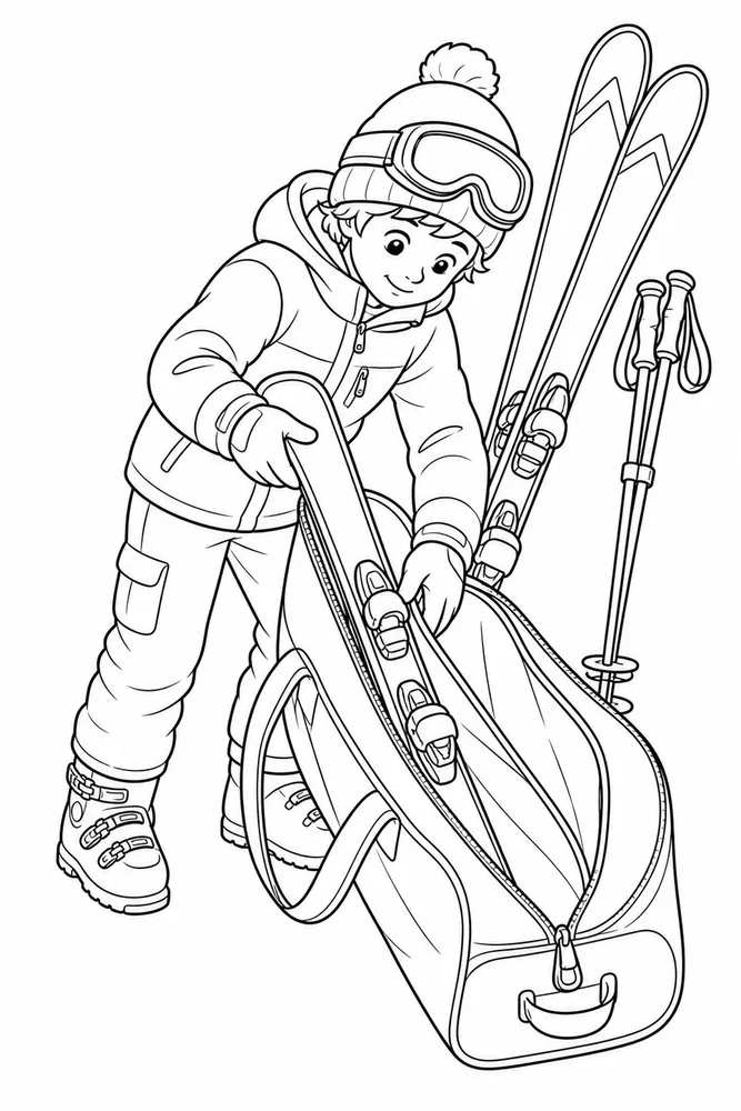 Winter Sports Winter sports activity scene coloring page