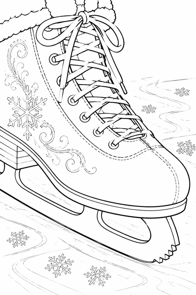Winter Sports Winter sports close up detail coloring page