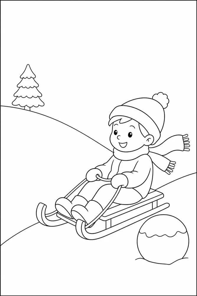 Winter Sports Winter sports easy beginner page coloring page