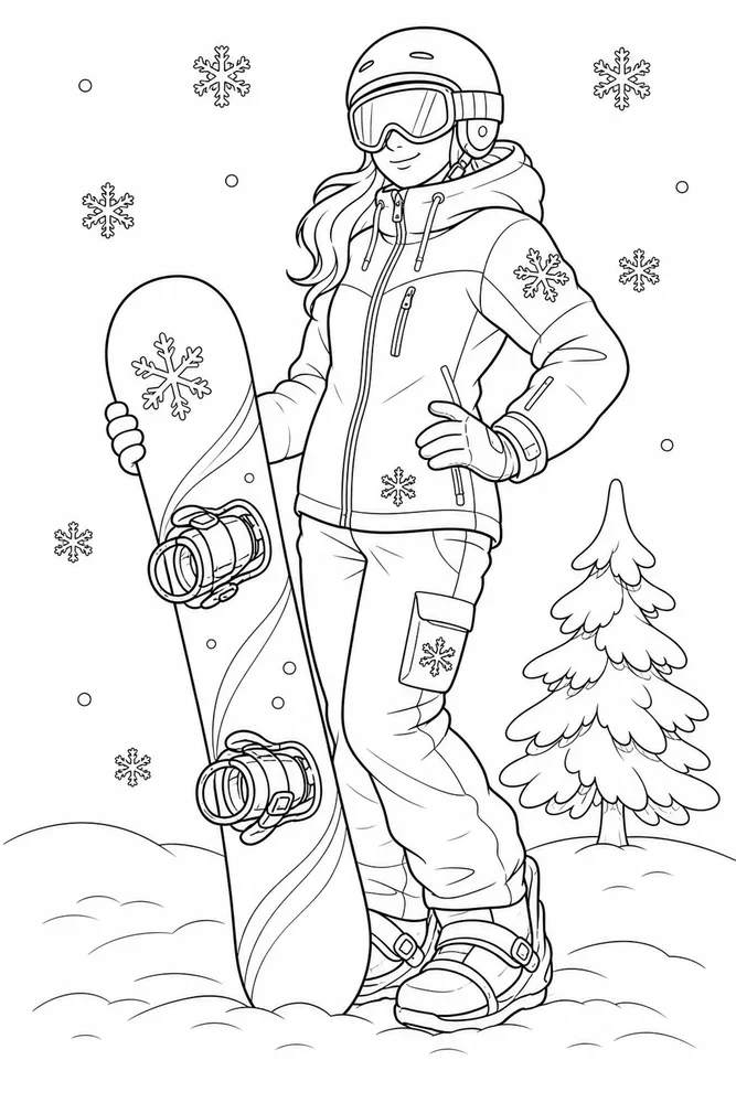 Winter Sports Coloring Pages preview: Winter Sports Winter sports front portrait coloring page