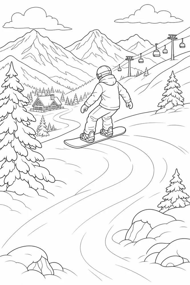 Winter Sports Winter sports habitat background coloring page